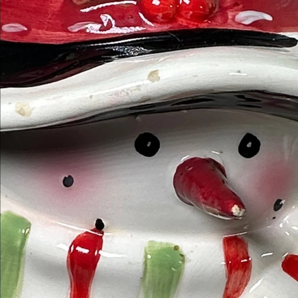 Vintage Festive Ceramic Snowman Cookie Jar